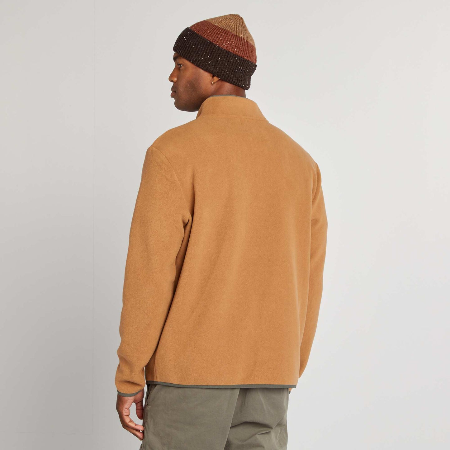 Funnel neck fleece jacket BEIGE