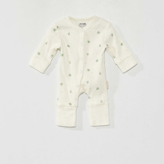Ribbed sleepsuit - Unisex WHITE