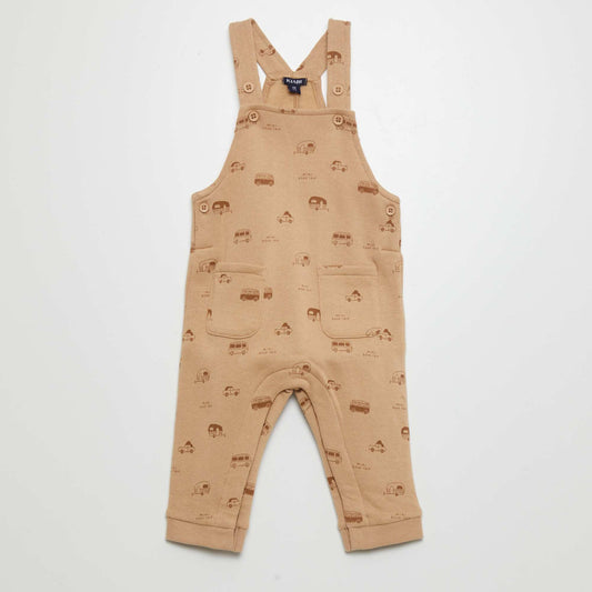 Sweatshirt fabric dungarees with adjustable straps BEIGE