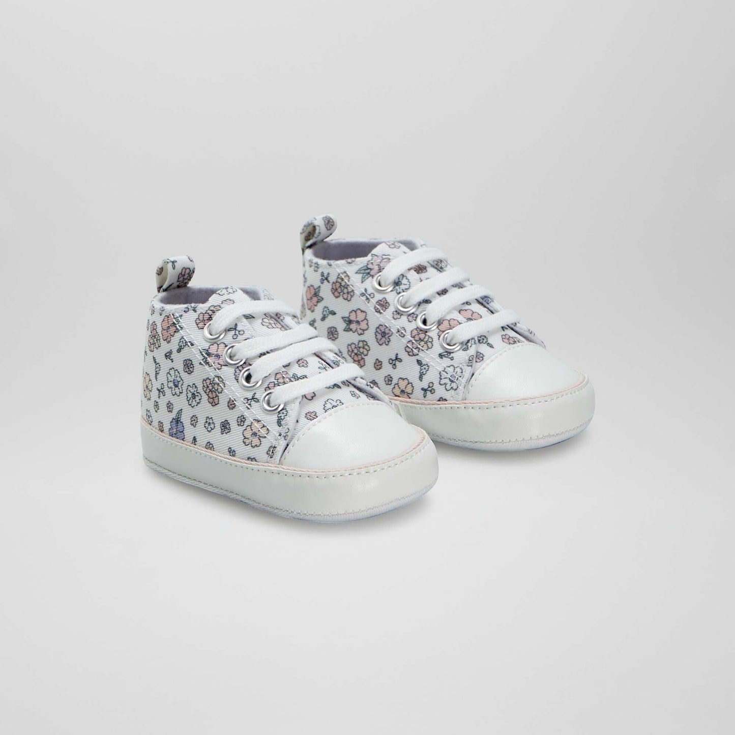 High-top floral canvas trainers BEIGE