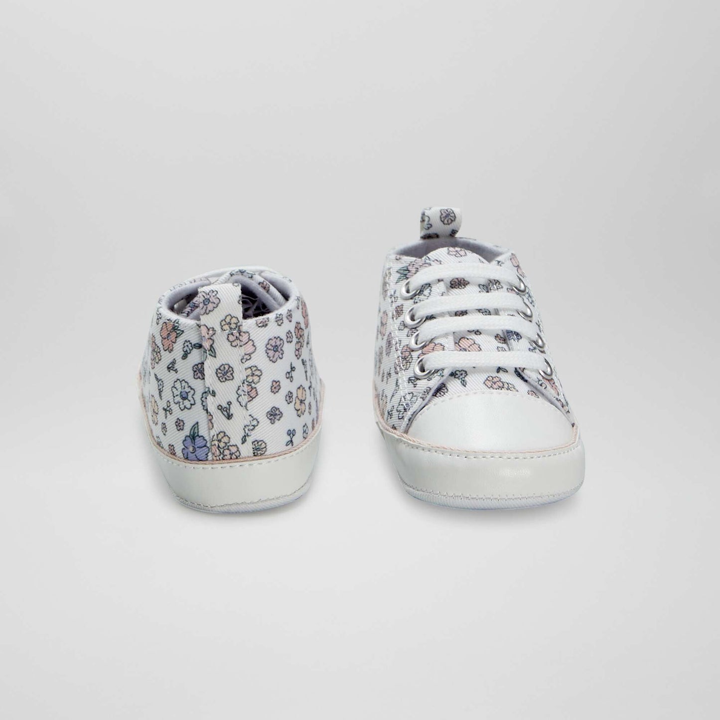 High-top floral canvas trainers BEIGE