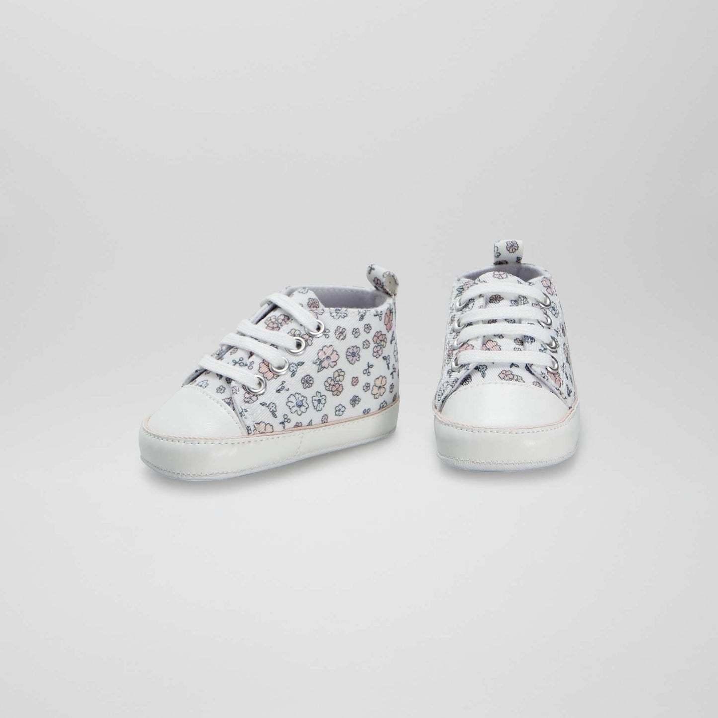 High-top floral canvas trainers BEIGE