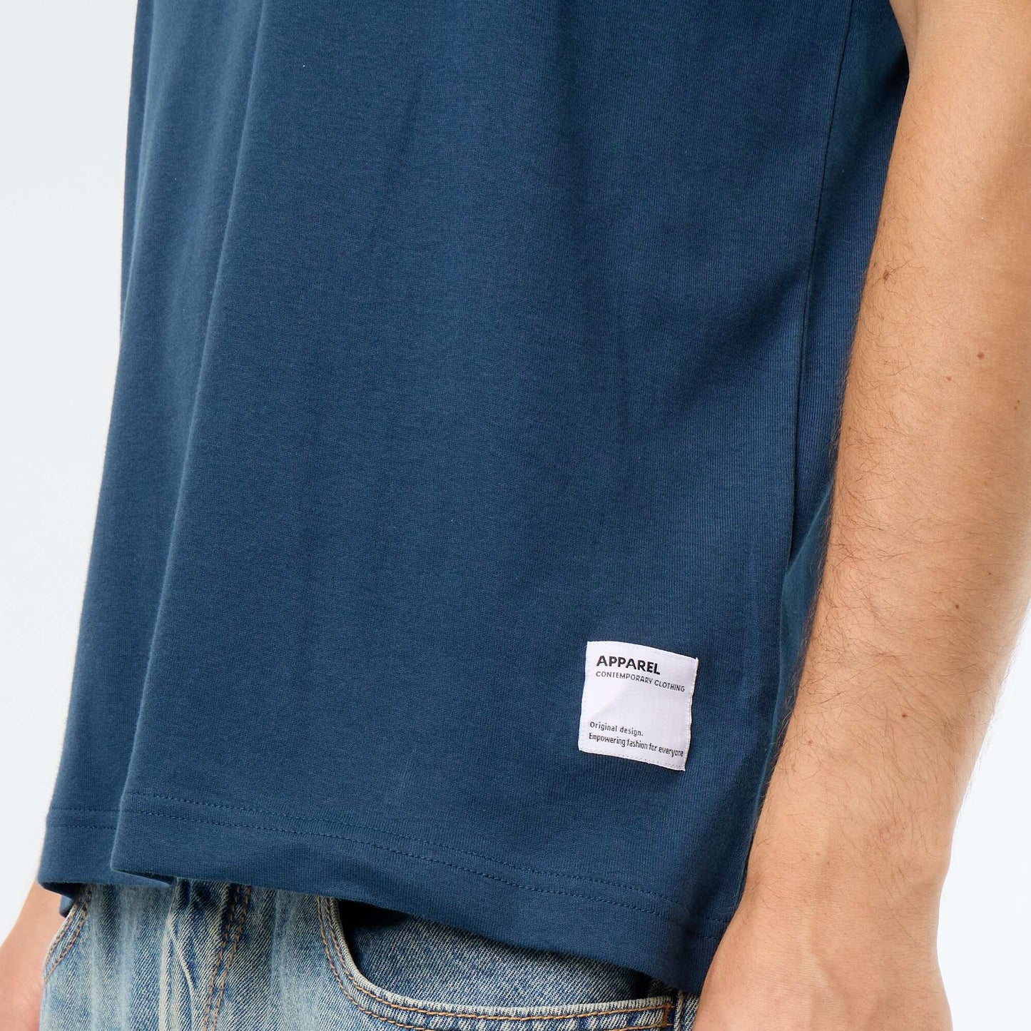 Round neck cotton T-shirt BLUE