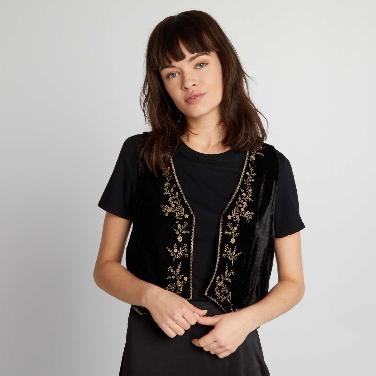 Sleeveless velvet jacket BLACK