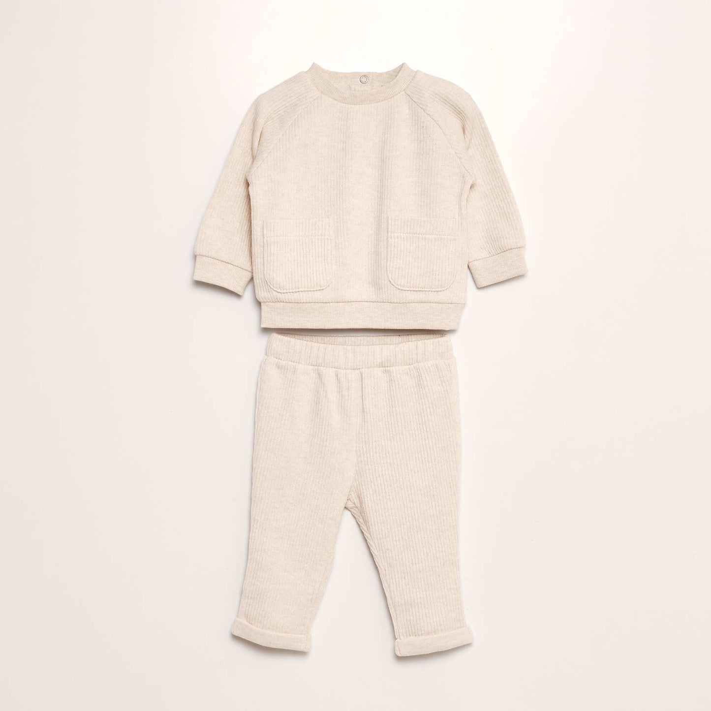 Ribbed knit set - 2-piece set BEIGE
