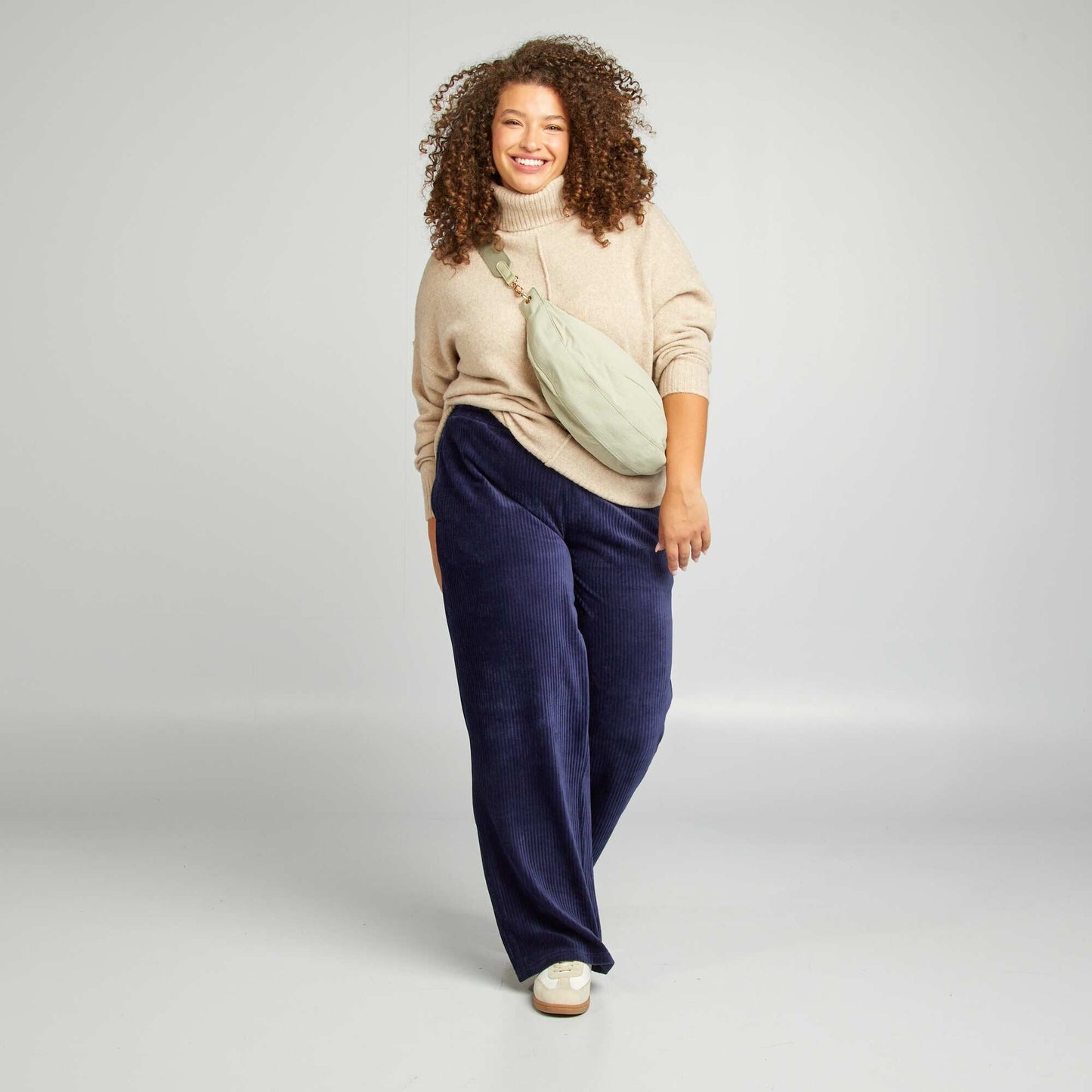 Turtleneck knit sweater BEIGE