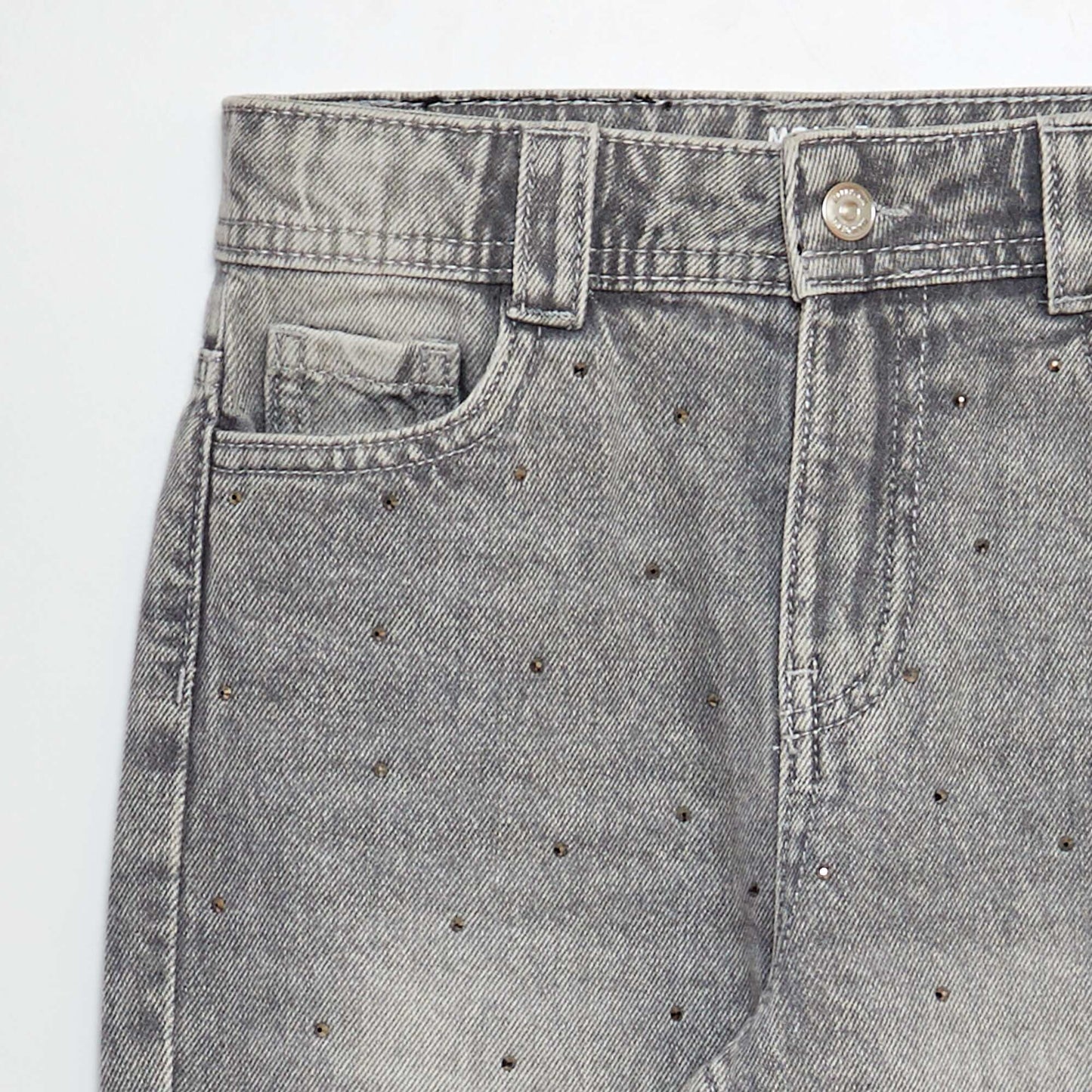 Mom jeans with fancy beads GREY