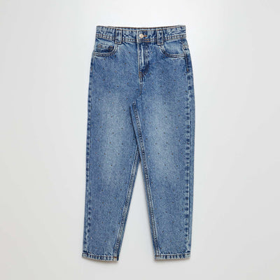 Mom jeans with fancy beads BLUE