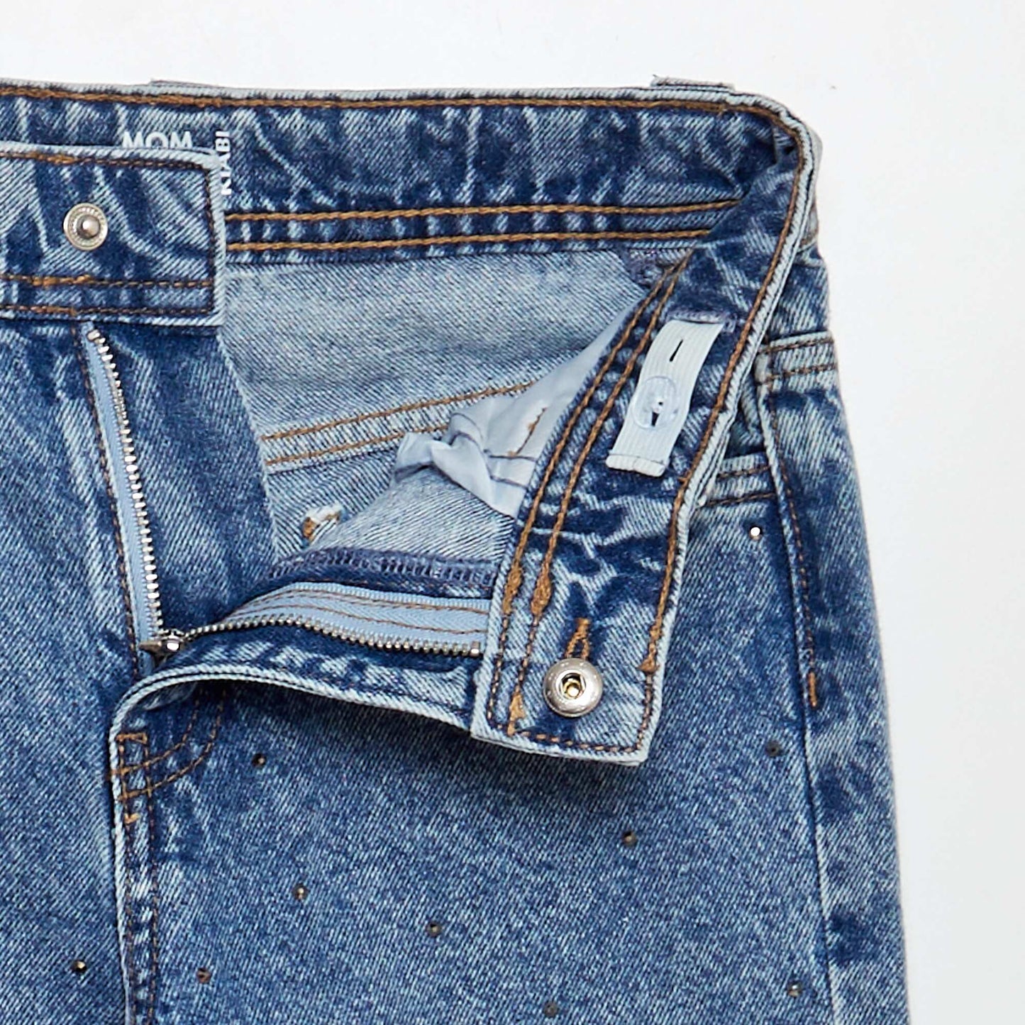 Mom jeans with fancy beads BLUE