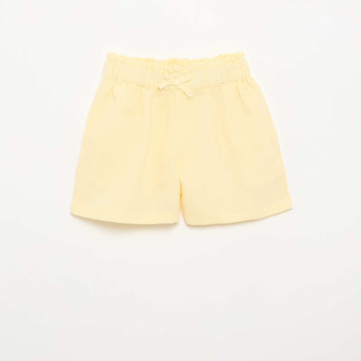 Solid shorts with decorative bow YELLOW